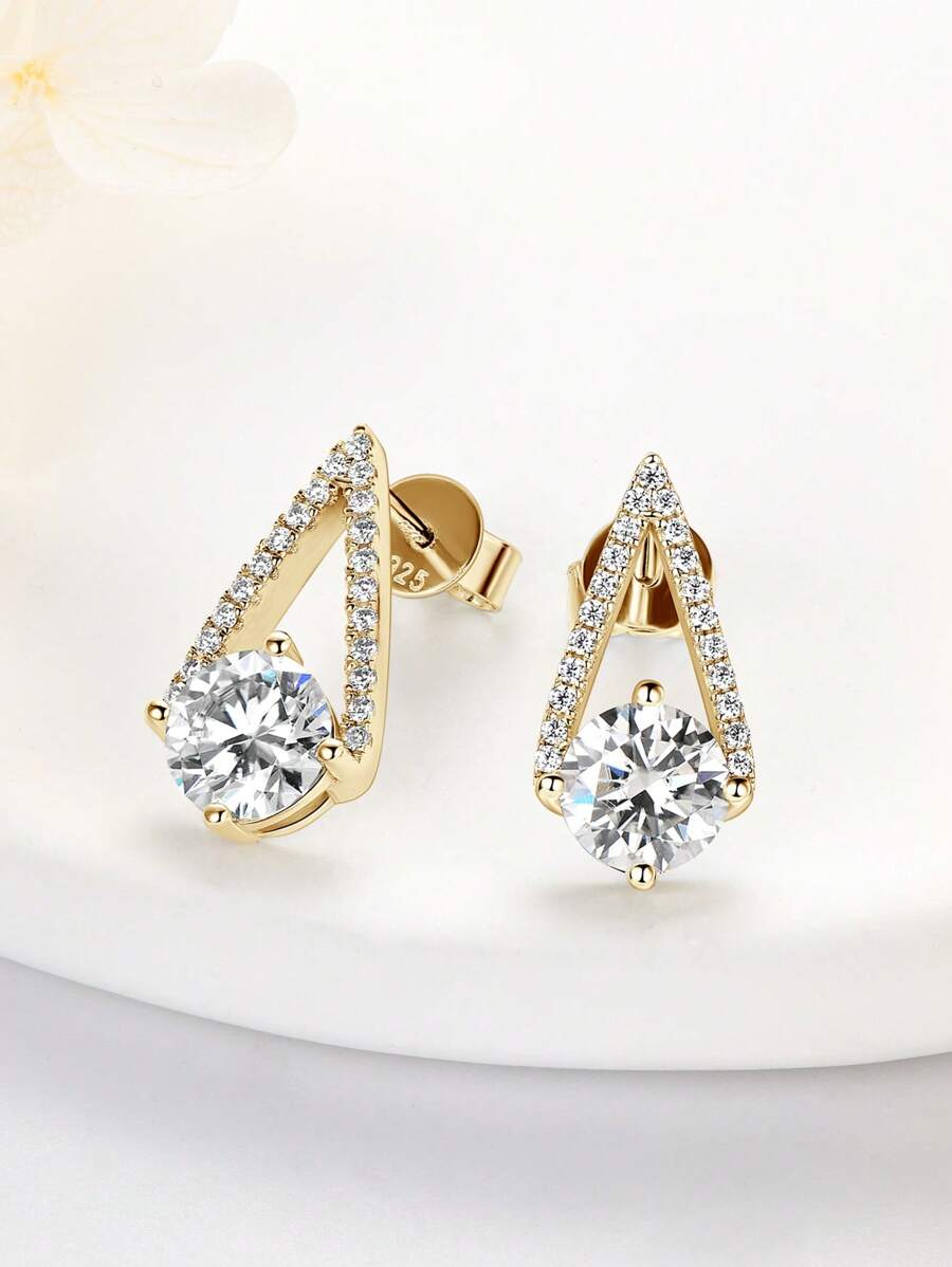 XUJIA 1 pereche cercei moissanite pentru femei cercei din argint 925 culoare D 6,5 mm și 1 mm rotund moissanite cercei stud pentru femei bijuterii aniversare cadouri pentru ea