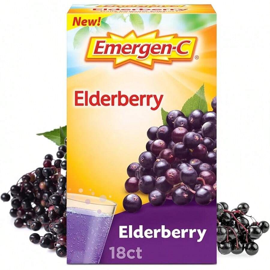 Emergen-C Vitamina C Ashwagandha Bebida en Polvo, Suplemento Dietético para Apoyo Inmunológico, Mezcla de Bayas - 18 Unidades