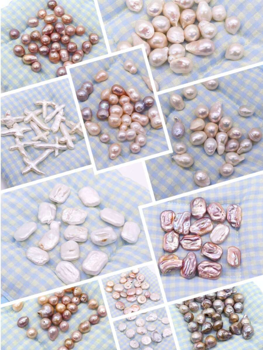 5pcs/Pack Natural Freshwater Baroque Square, Round, Asymmetrical Shape Loose Beads, Suitable For Clothing Or Home Decor DIY Bracelets, Necklaces, Earrings, Handmade Crafts, Gifts For Girlfriend, Mother