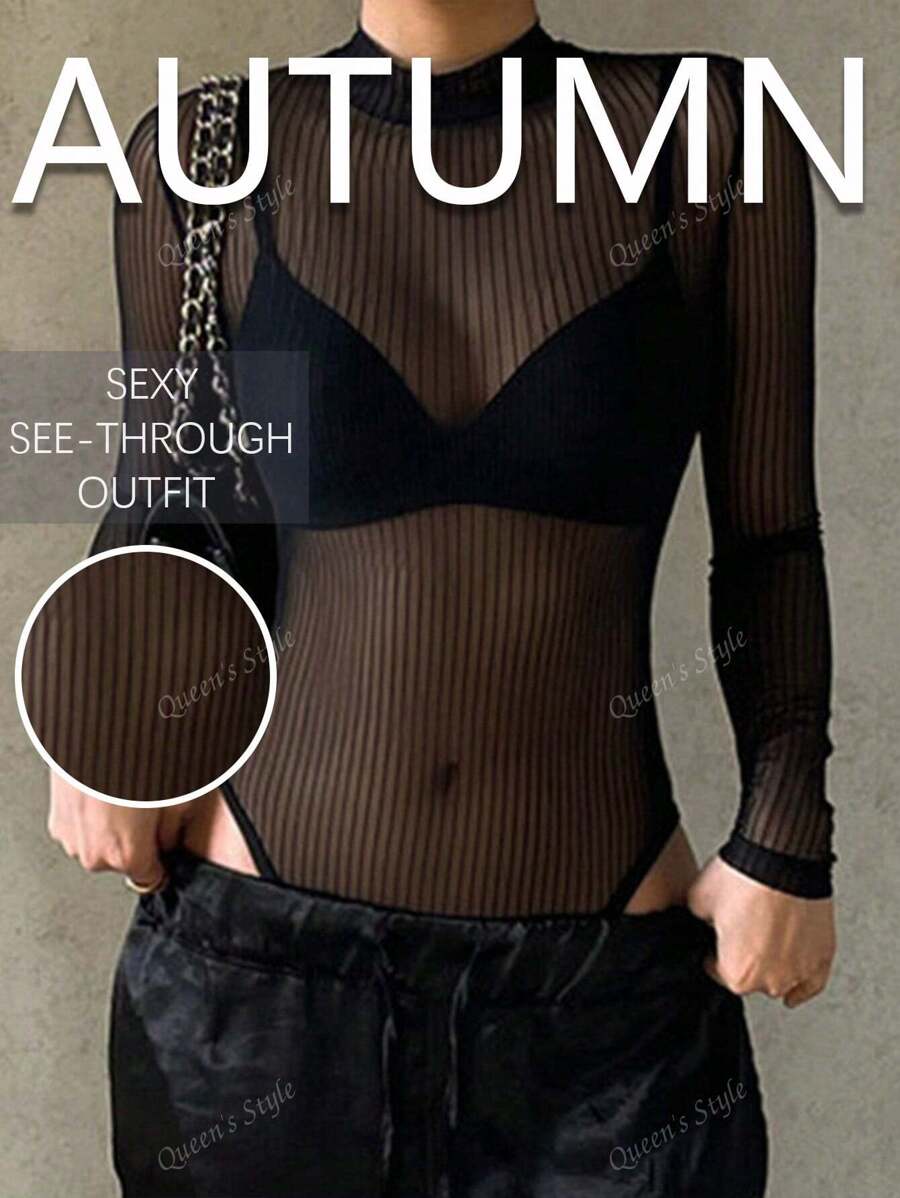 Sexy Mesh See-Through Bodysuit, Spring/Summer New Arrival