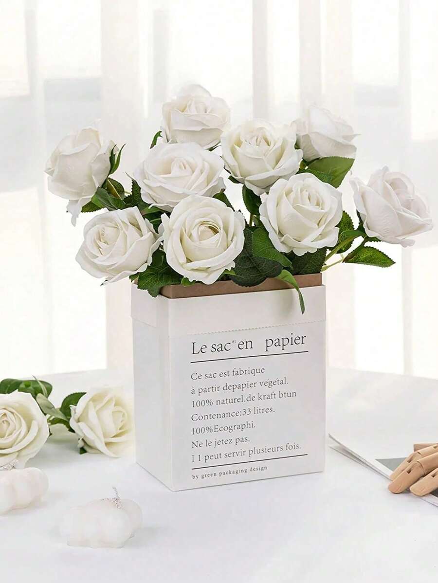 1/5/10pcs 20.07in Romantic Artificial Roses Flowers Flannelette Roses Fake Plants, Flower Bouquet, For Home Decor, Wedding Decorations, Fall Decor, Autumn Decor, Room Decor, Kitchen Accessories, Dining Room, Bedroom Decor, Bathroom Accessaries, Party Decorations, Halloween Decor, Christmas Decoration, New Year Decoration, Bride Holding Flower, Campus Decorations, Garden Accessories Outdoor