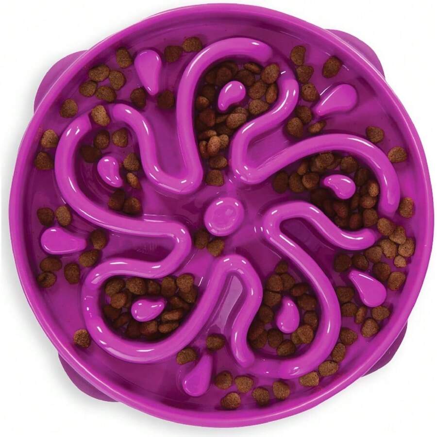 Tazón lento Outward Hound Fun Feeder, tazón lento grande para perros, 4 tazas, morado