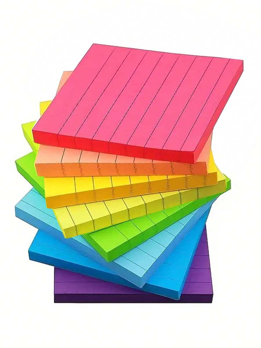 2/3/4pcs Fluorescent Striped Sticky Notes, Self-Adhesive Memo Pads, Colorful Sticky Paper Suitable For Home, Office, Notebooks,For School Supplies,Back To School