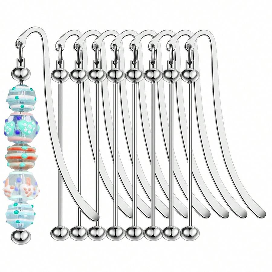 8pcs Beaded Bookmarks, Decorative Handmade Beaded Bookmark Pendant Hanging Rope DIY Craft For Office, Home, Book Lovers, Students, Teachers
