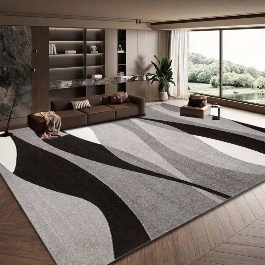 Abstract Pattern Non-Slip Area Rug – Soft Decorative Floor Mat For Living Room, Bedroom & Study