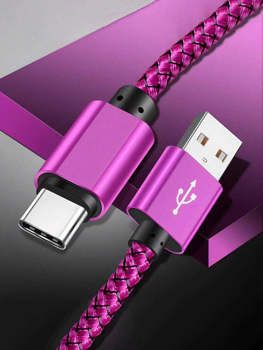 USB C Fast Charging Cable,USB A To C Nylon Braided Charging Cable,Type C Data Sync Cable,Compatible With Samsung Galaxy S25 S24 S23 S22 S21 S10,Note 20 10 9 A51 G8 G7,Pixel, One Plus More USB C Port Mobile Phone Fast Charging Cable