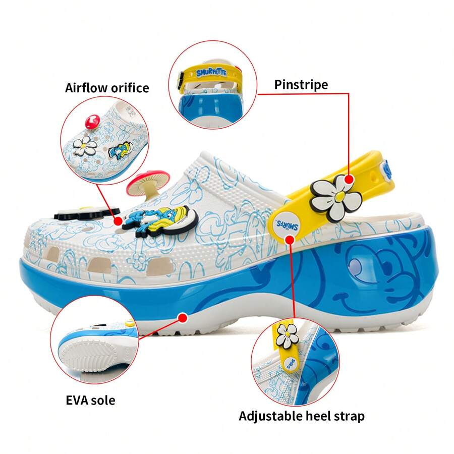 Crocs Pantuflas/Sandalias para mujer - Zuecos azul nube clásicos de elfo, zapatos deportivos casuales livianos y cómodos para uso diario, 210822-90H