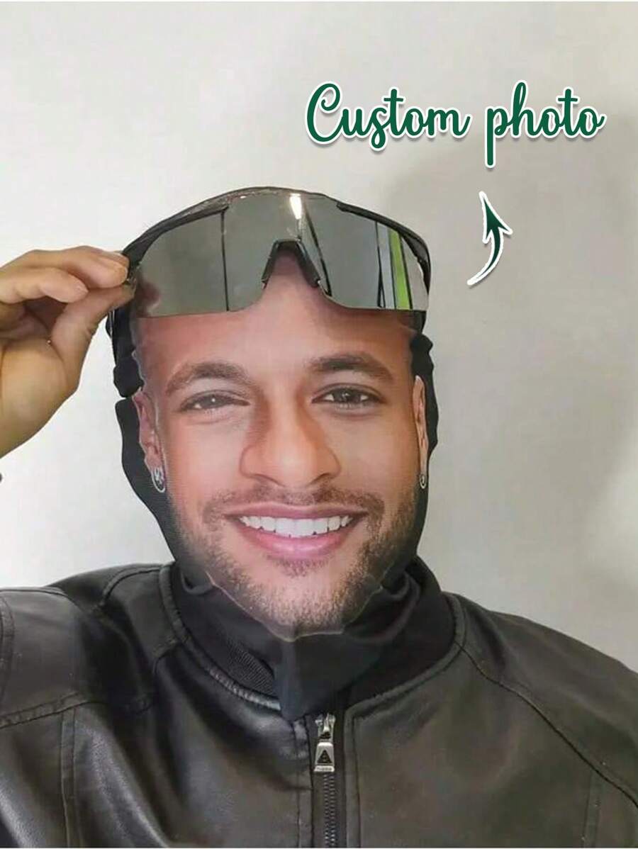 1 pieza Máscara facial personalizada, foto personalizada, adecuada tanto para hombres como para mujeres, aplicable para deportes al aire libre y accesorios de fiesta, muy adecuada para juegos de roles, fiestas, actuaciones en el escenario, deportes al aire libre. El tocado único e interesante es un regalo ideal para el Día de San Valentín, un regalo de Año Nuevo para celebridades divertidas, un regalo de Halloween de fibra de poliéster, un regalo de Navidad, para ser divertido.