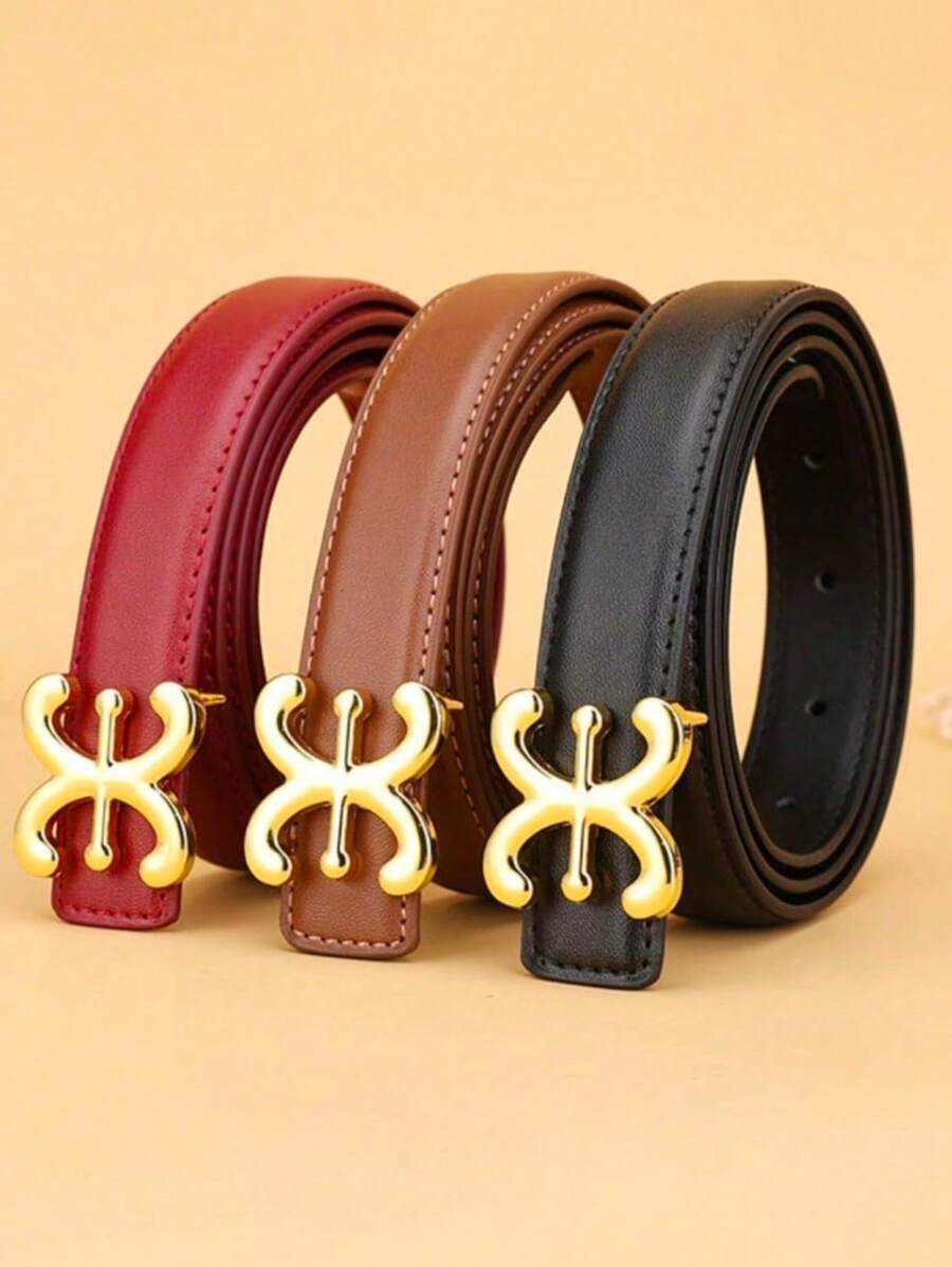 1/2 Peças Cinto de Couro com Fivela Suave para Mulheres, Cinto Decorativo Versátil e de Alta Qualidade na Cor Preta, Adequado para Calças, Denim, Vestidos no Outono, Halloween