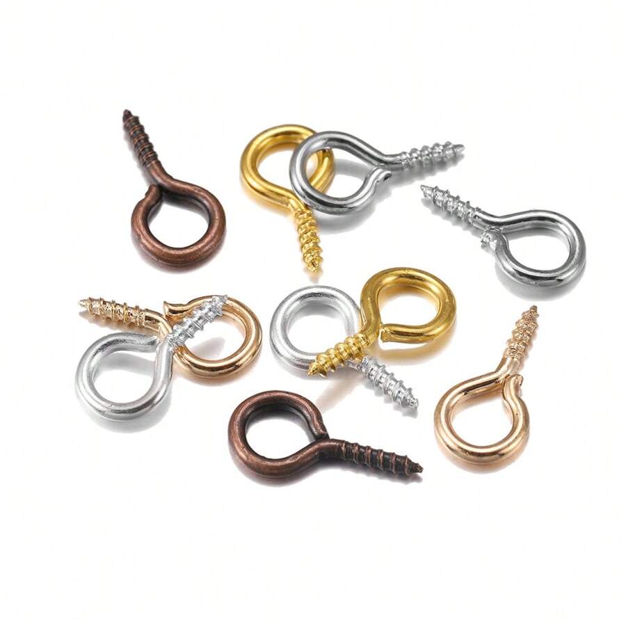 200pcs/Lot Small Tiny Mini Eye Pins Eyepins Hooks Eyelets Screw Threaded Clasps Hook For DIY Jewelry Making Findings Accessories