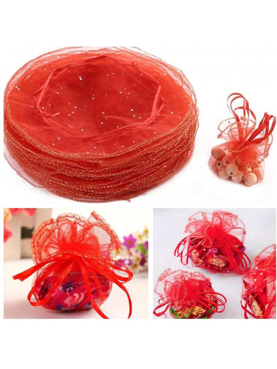 100 piezas Bolsas de regalo redondas de organza, diámetro de 26 cm, atadas en forma de flor, adecuadas para empaquetar regalos de Navidad, bolsas de caramelos de Halloween, bolsas de recuerdos de boda, embalaje de joyas, bolsas de caramelos con cordón. 10 piezas de bolsas de regalo redondas de organza, diámetro de 26 cm, atadas en forma de flor, blancas - para empaquetar regalos de Navidad, bolsas de caramelos de Halloween, bolsas de recuerdos de boda