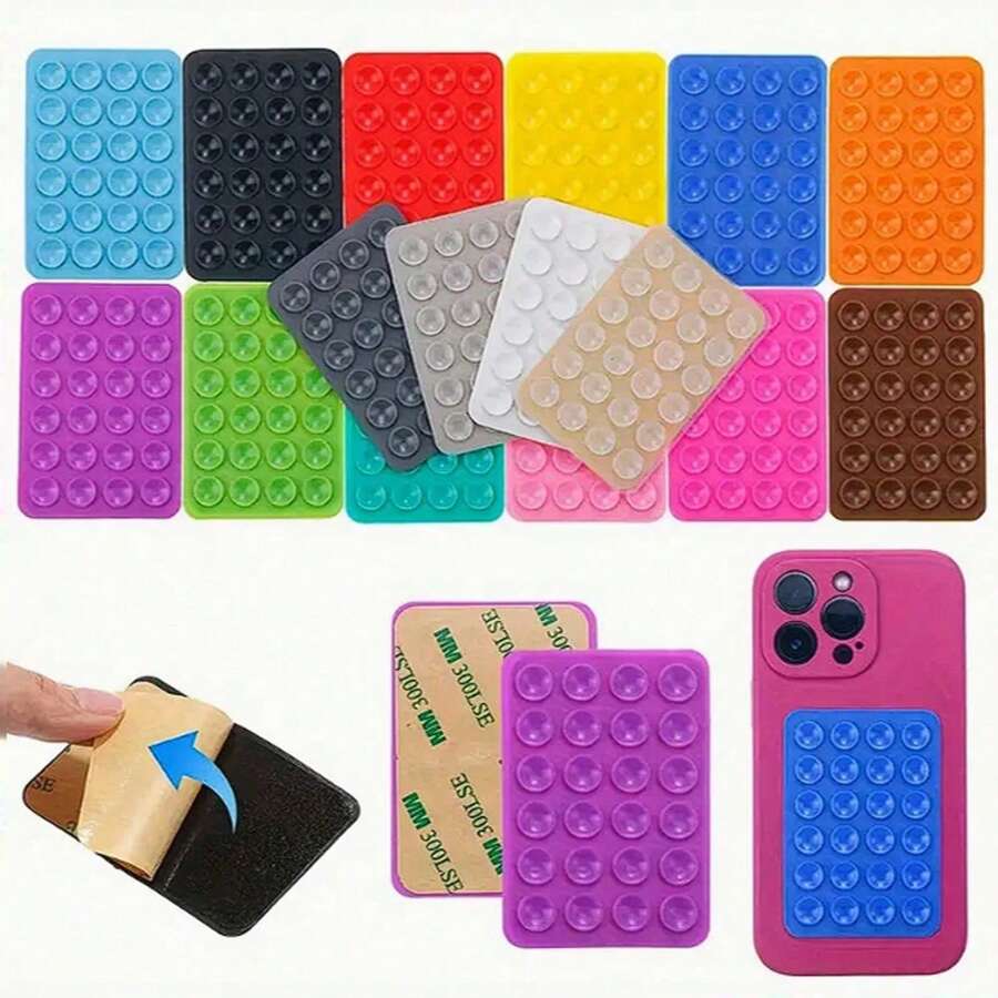 Set de 7 piezas Funda de teléfono de silicona con succión, agarre de teléfono adhesivo antideslizante para teléfonos celulares, soporte de teléfono con ventosa de silicona, soporte de agarre fuerte para selfies y videos (color aleatorio)