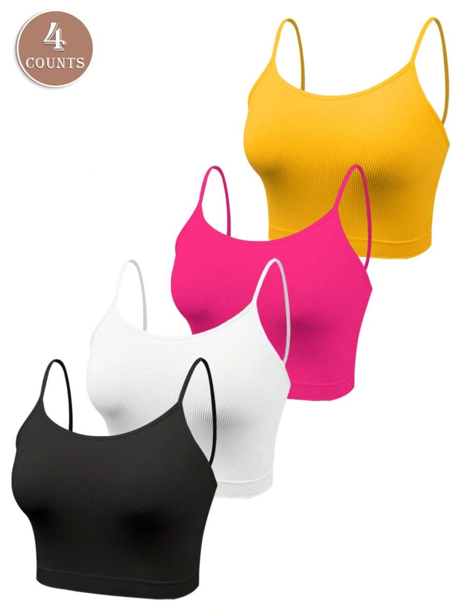 4 Stücke Yoga Basis Nahtloser Sport-BH mit dehnbarem Material, Unterwäsche