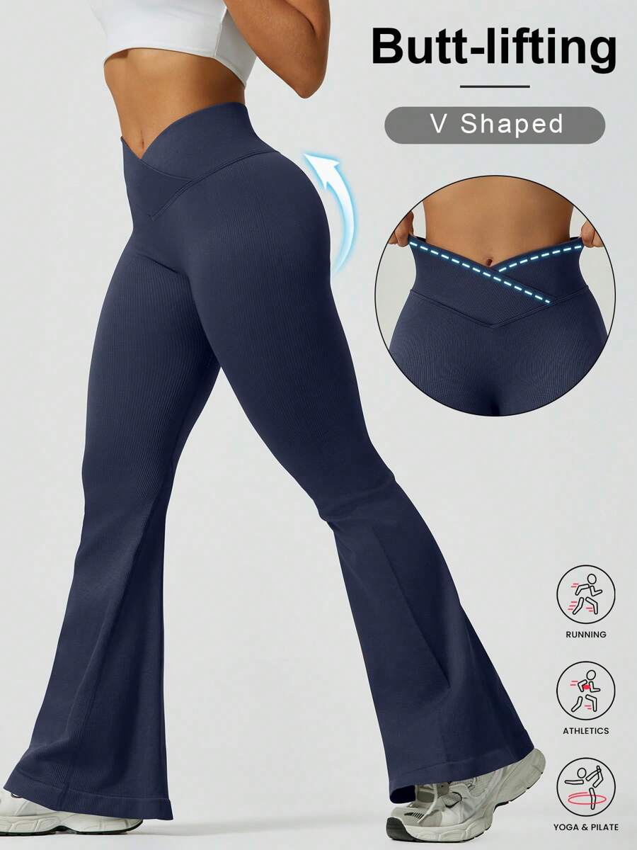 Pantalones de yoga de talle alto con diseño cruzado para mujer, pantalones deportivos para excursionismo al aire libre con efecto levantador de glúteos