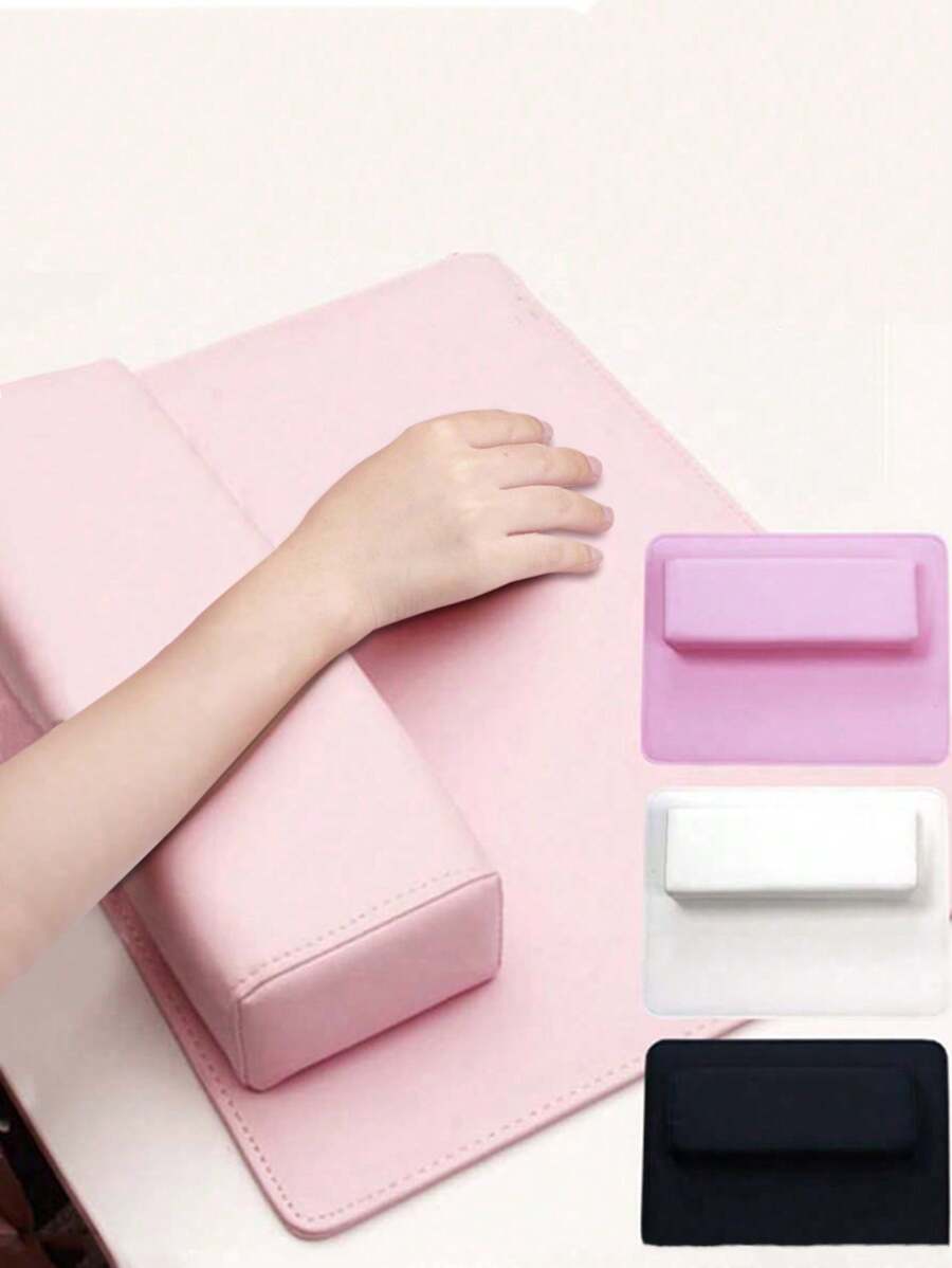 1pc Solid Color Rectangle Manicure Hand Pillow, PU Leather, Washable, Soft & Comfortable To Relieve Hand Fatigue, Manicure Salon Tool