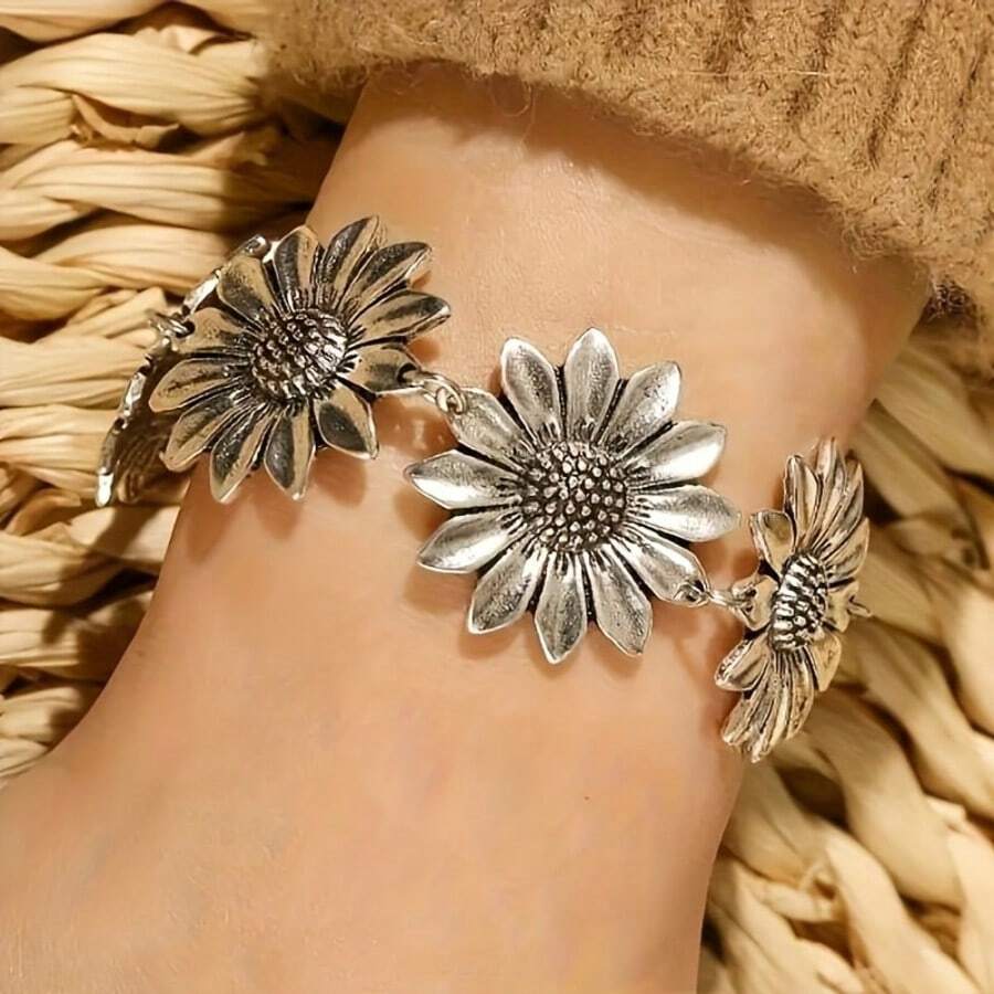 Retro Boho Sonnenblumen Armband, Boho-Stil handgefertigt als Frauendekoration