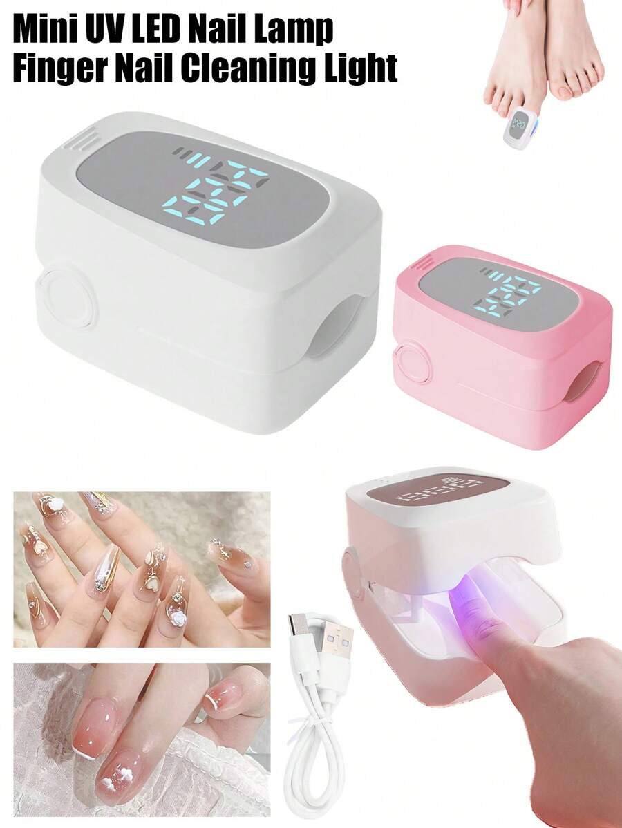UV LED Nail Lamp, Finger Nail Cleaning Light For Toenail Repair, Highly Effective Portable Repair Light With Smart Digital Display, Small And User Friendly For Nail Use, Warm And For Daily Cleaning, 400mAh