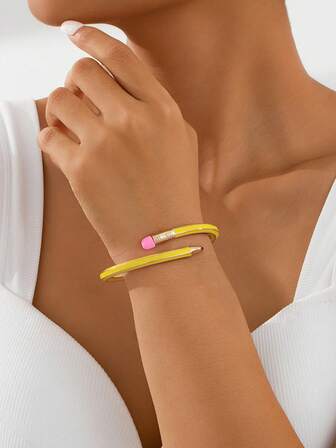 1pc Fashionable Classic Graduation Elegant Pencil Bracelet, Multiple Colors Suitable For Women To Celebrate Festivals, Parties, Gift For Friends And Teachers