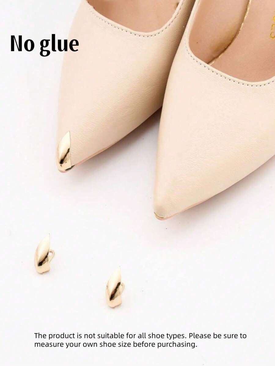 1 Pair (No Glue Included) Women's Shoe Toe Metal Protective Caps, Wear-Resistant Decorative High Heel Shoe Toe Covers (The Product Is Not Suitable For All Shoe Types, Please Measure Your Shoe Size Carefully Before Purchase)