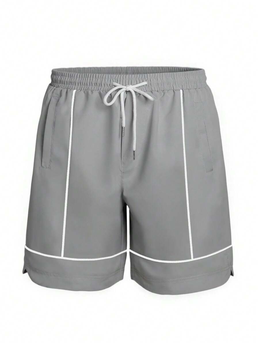 1pc Men Shorts, Loose, Casual, Versatile, Light Gray, Spring/Summer/Autumn