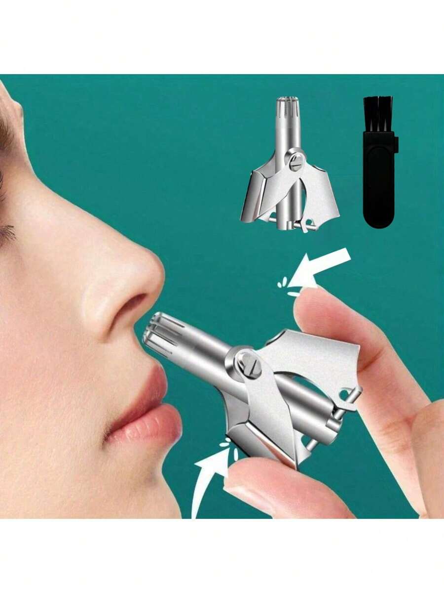 Washable Stainless Steel Practical Multi-Purpose Nose Trimmer For Women And Men, Manual Nose Trimmer, Vibrating Nose Shaver, Portable Nose Hair Trimming Shaver
