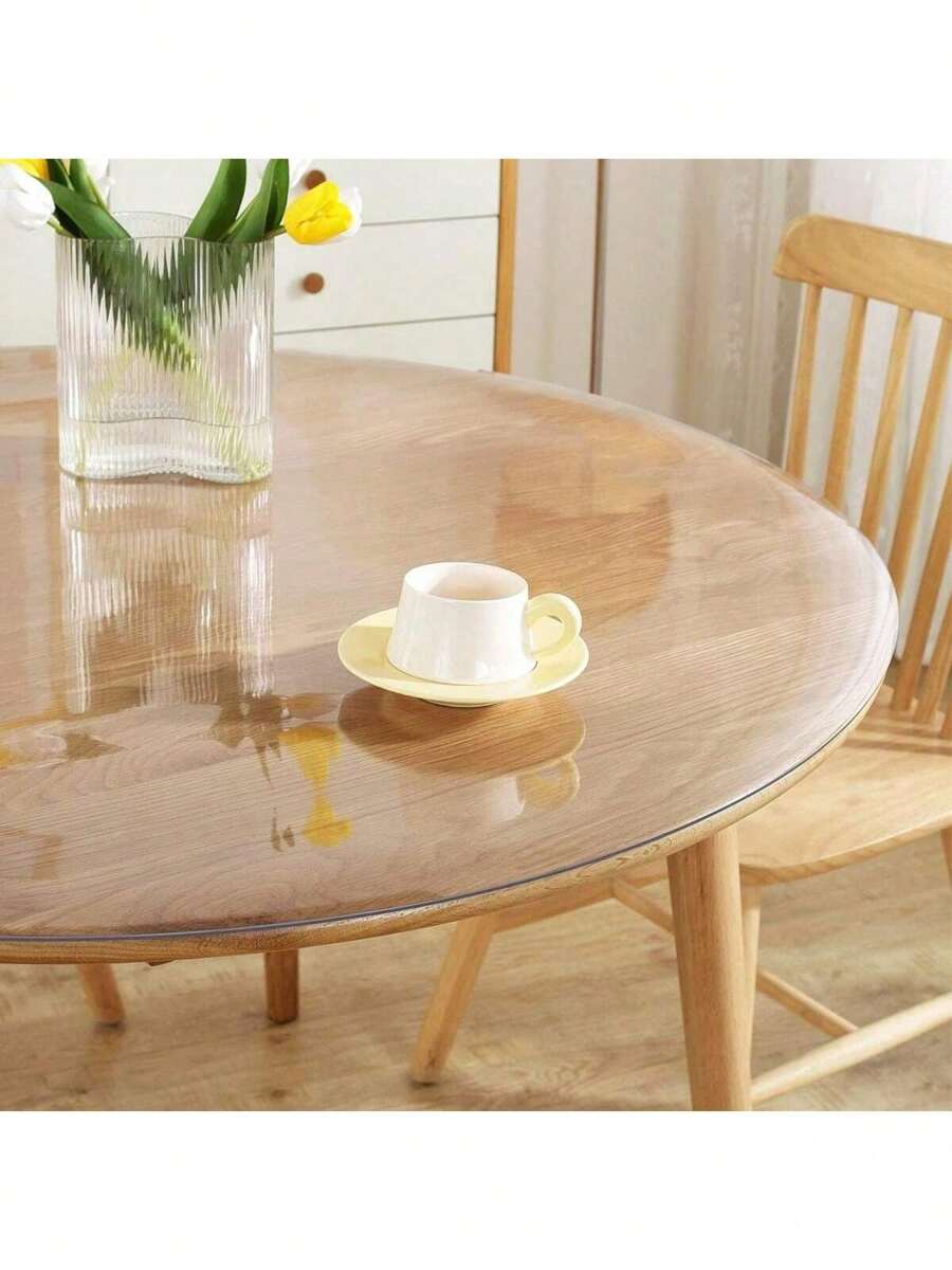 0.25mm Thick Transparent Round PVC Tablecloth, Waterproof, Scratch-Resistant, Heat-Resistant Tabletop Protective Film, Suitable For Home, Hotel, Dining Table, Coffee Table