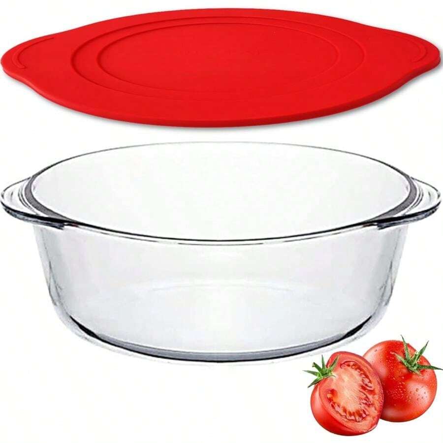 Large Glass Bowl With Lid, Glass Casserole Dish, Borosilicate Bakeware With Lid, Food Storage, Baking Dish With Lid, Oven, Stove, Microwave, Dishwasher And Refrigerator Safe Baking Dish 2.2 Quarts