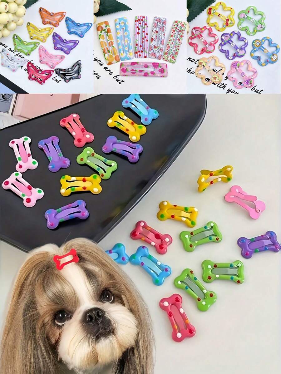 10 buc/pachet cleme de păr cu model aleatoriu pentru animale de companie, accesorii mini pentru părul câinilor și pisicilor, potrivite pentru accesorii de îngrijire a părului de animale de companie, consumabile pentru petreceri de ziua de naștere, cadou perfect pentru familie și prieteni