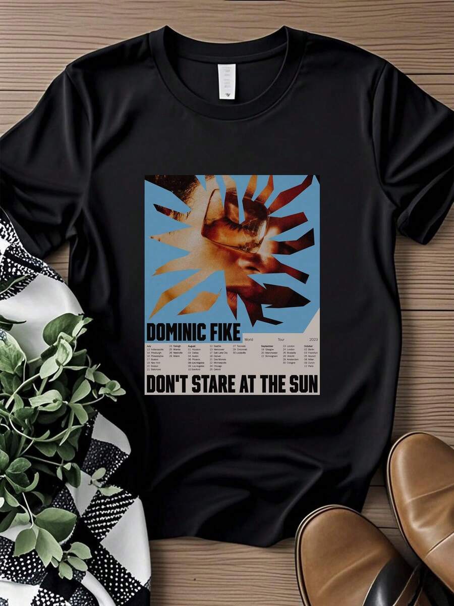 180g Pure Cotton Dominic Fike Don't Stare At The Sun Tour City 2023 T Shirt Full Size S-5XL 1T342 Unisex Comfortable Slightly Streetwear Designer Clothes Graphic Fashion Summer Casual Stylish Stretched For Women Versatile Top For Everyday Wear Print Round Neck Short Sleeve Breathable Soft Men