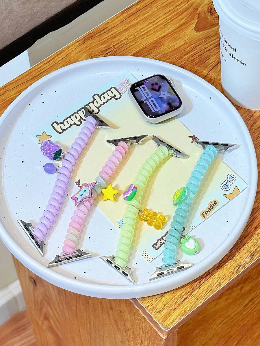 Colorful Dopamine Elastic Phone Coil Strap Compatible With Apple Watch Watch 10/9/8/7/6/Ultra/SE, Fits 38/40/41/42/44/45/49mm, Compatible With Apple Watch Ultra/SE/8/7/6/5/4/3/2/1