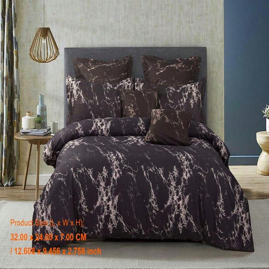 Luxurious Black Marble Super King Size Duvet Cover Set - Elegant Quilted Bedding Ensemble For A Stylish Bedroom Makeover
