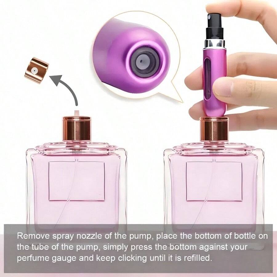 1 botella de perfume recargable con pulverizador, contenedor portátil para cosméticos de viaje, mini atomizador, regalo de San Valentín.