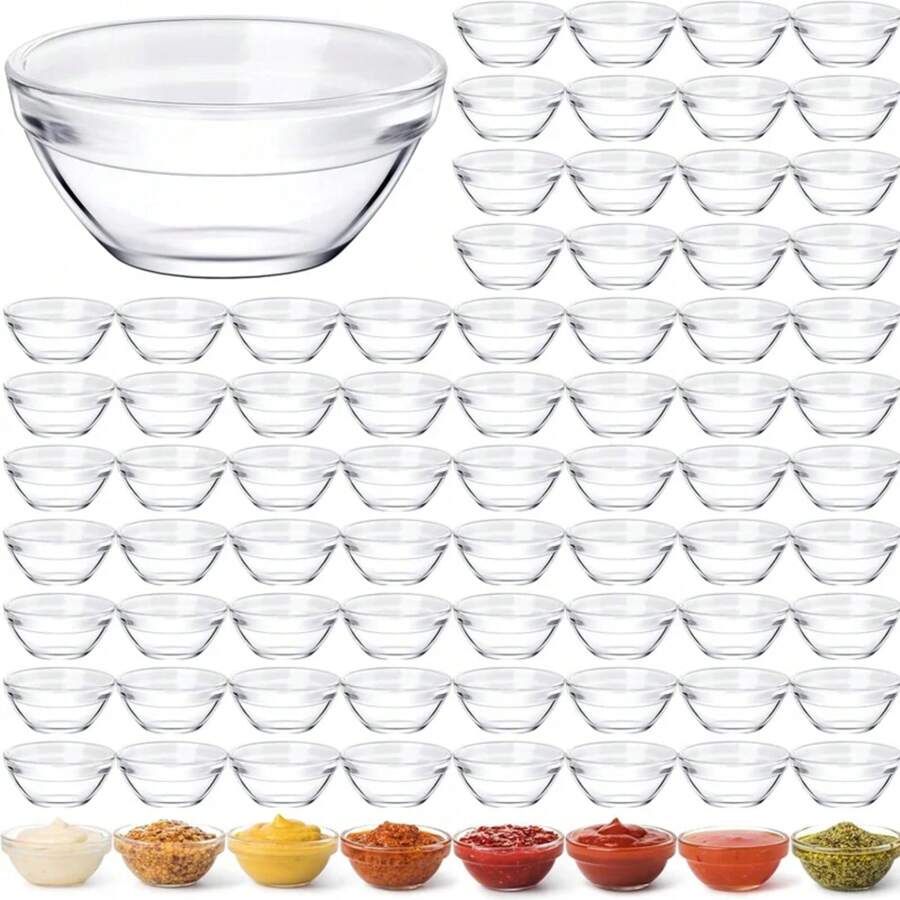 1.5oz Mini Glass Prep Bowls Glass Ramekins Bowls For Dish Serving Mixing Cooking Sauce Nuts Candy Dessert Salad