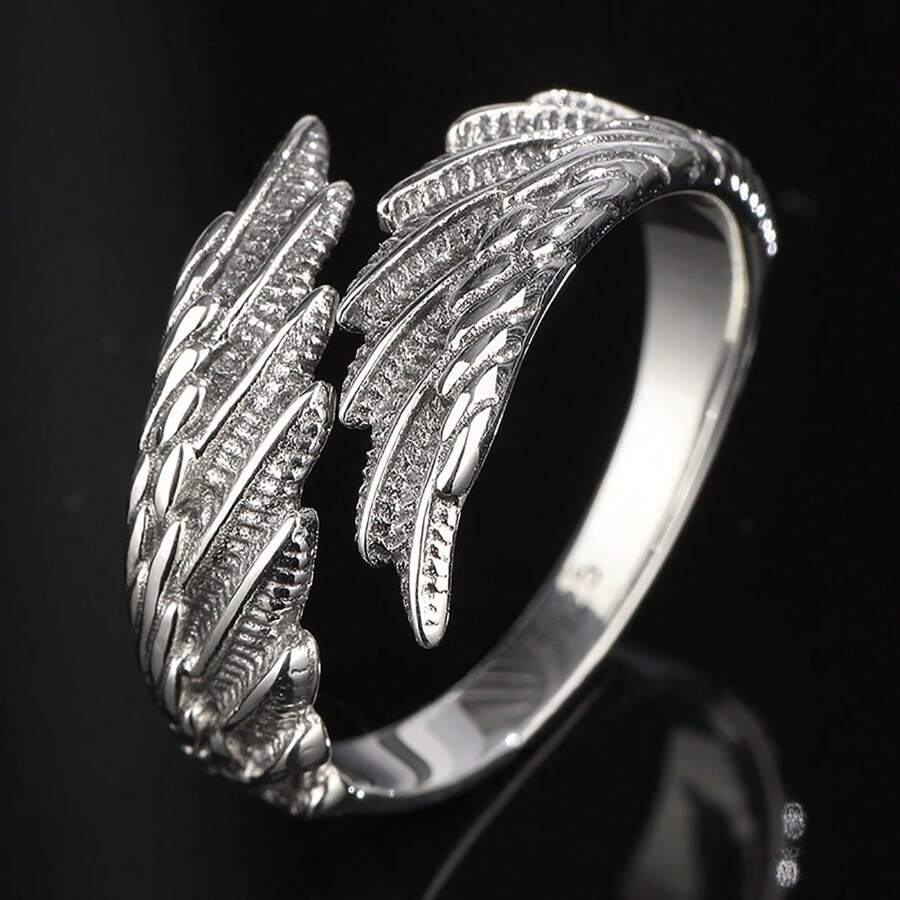 Unisex Angel Wings S925 Silver Ring, Suitable For Daily Wear, Party, Celebration, Etc.
