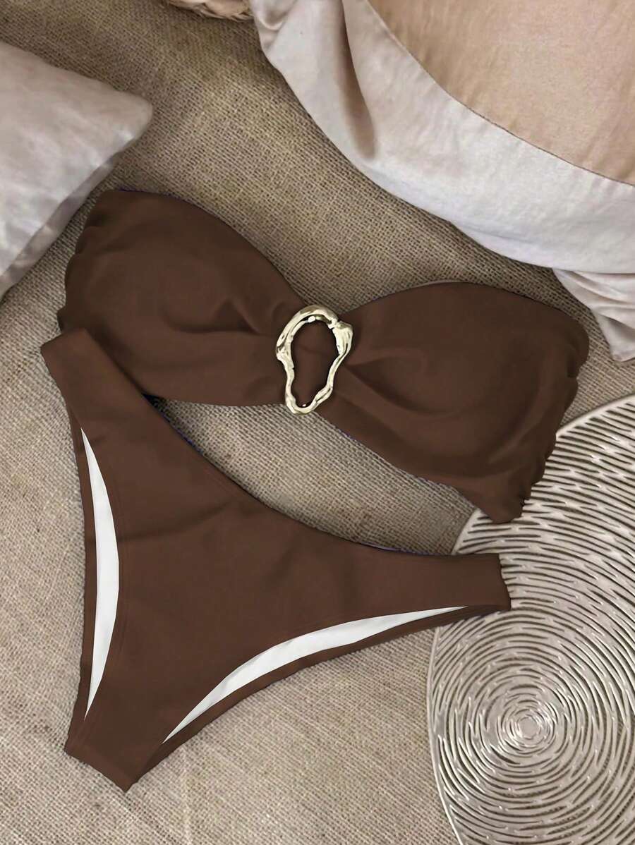 Traje de baño tipo bandeau de un solo color sexy de la marca Polovedo