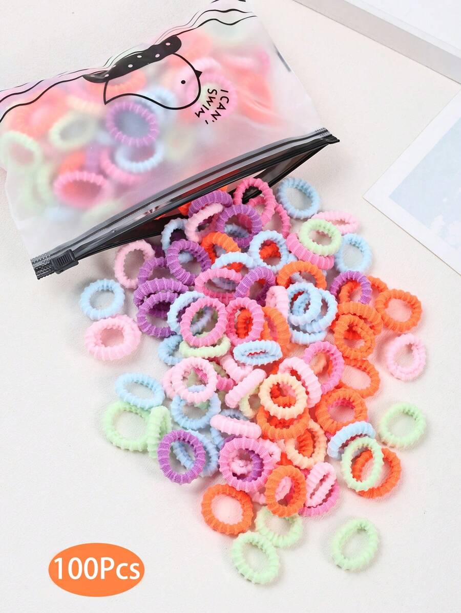 100 buc fete drăguț colorat 1 inch diametru cravate de păr, noi texturate frânghii de păr suport pentru coadă de cal accesorii de păr pentru uz zilnic