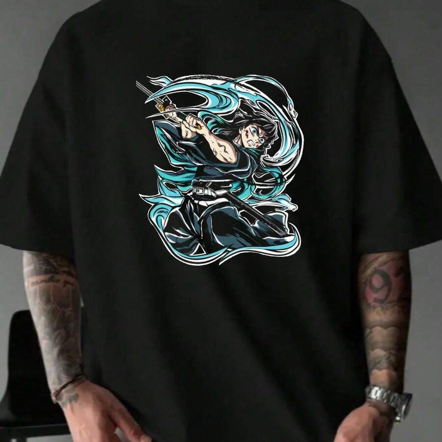 Camiseta Masculina Dragão Azul Streetwear 2025 Novo