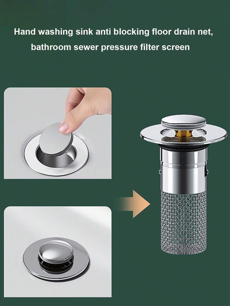 Anti Odor Core 304 Stainless Steel Bouncing Core Basin Sink Anti Clogging Floor Drain Net Toilet Sewer Press Filter Screen
