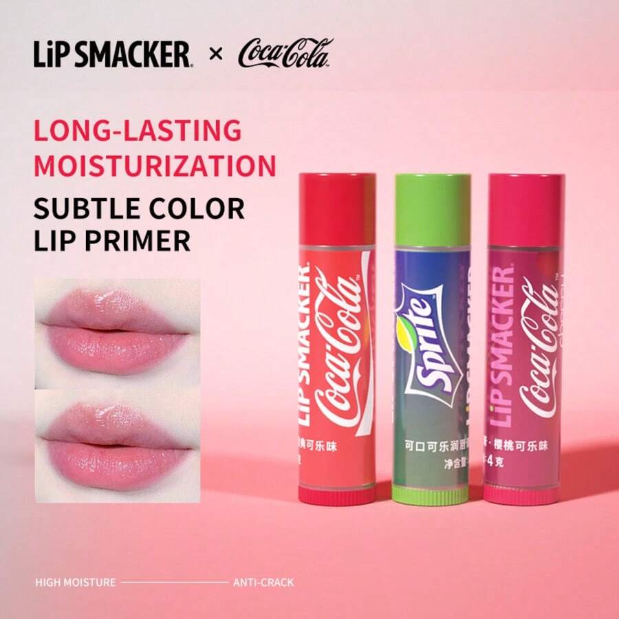 LIP SMACKER Set de 3 bálsamos labiales hidratantes de colaboración con Coca-Cola, con vitamina E, sin alcohol, adecuado para regalos, bálsamo labial con tinte 4g*3 LIPSMACKER