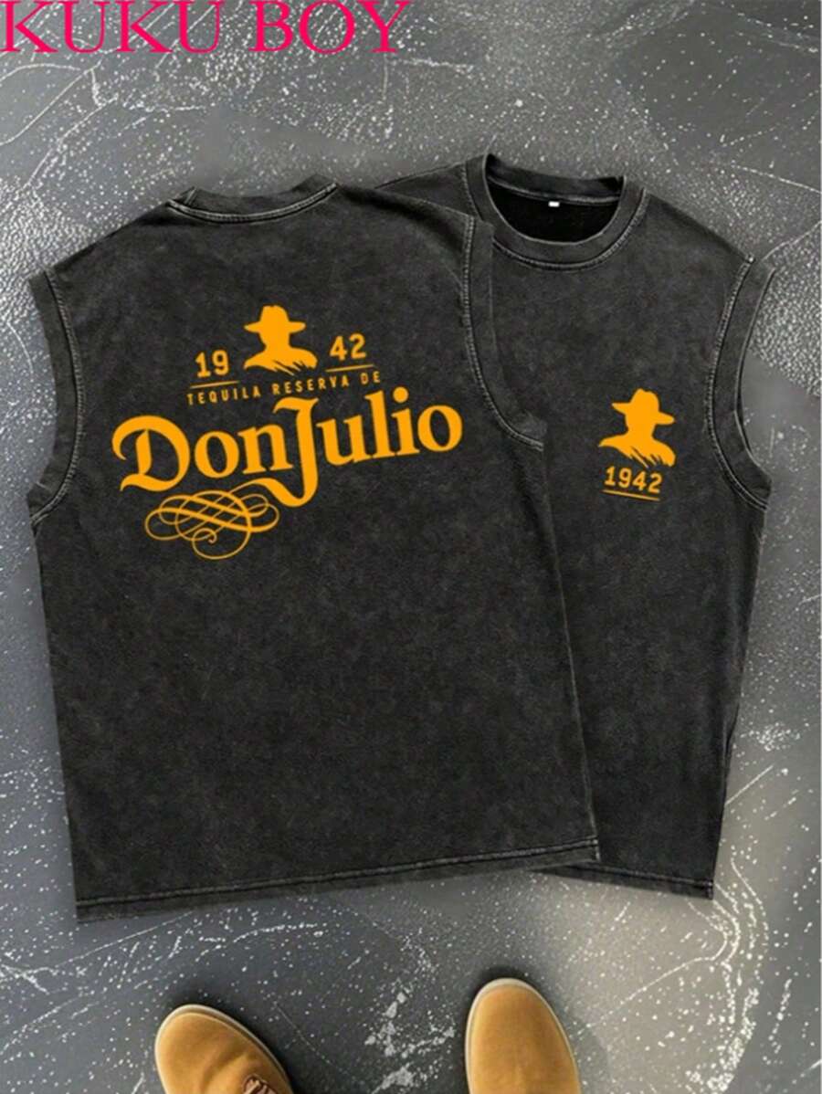 Kuku Boy People Wearing Hats Printed Men's Casual Lightweight Sports Sleeveless Vest Top, Summer Hand Men's Comfortable Gym Training Sports Top Casual Vest