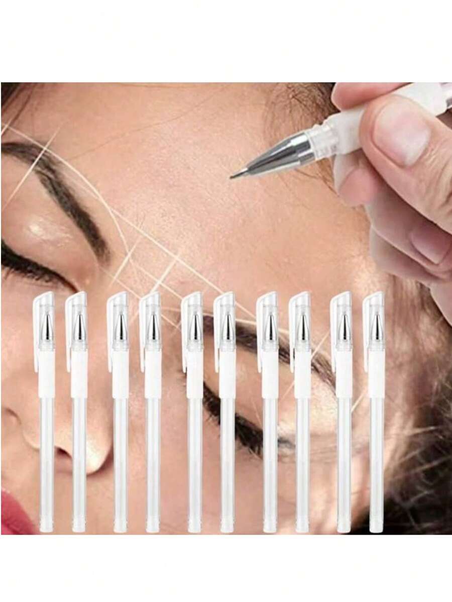 2 pezzi/3 pezzi/4 pezzi/5 pezzi/6 pezzi Penna segnatratto per microblading delle sopracciglia bianche, penna segnatratto per la pelle, strumenti di mappatura per il posizionamento del trucco permanente per sopracciglia