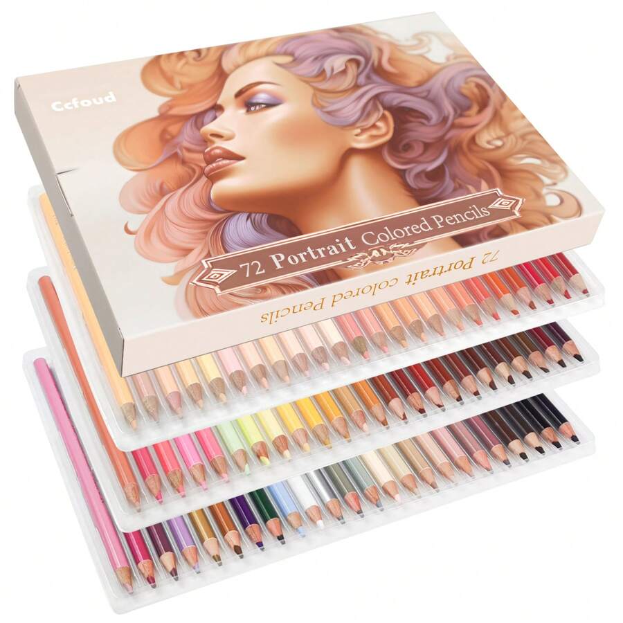Ccfoud Professional Colored Drawing Pencil Set, 72 Colors In A Set, Skin Tone Colored Pencils For Portrait And Skin Tone Artists, Perfect For Artists To Sketch, Draw, Color, Layer And Blend Back To School