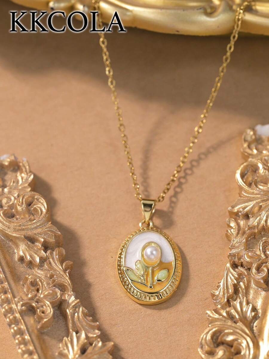 KKCOLA 1pc Fashionable Floral Pendant Necklace, Jewelry Accessory For Daily Wear
