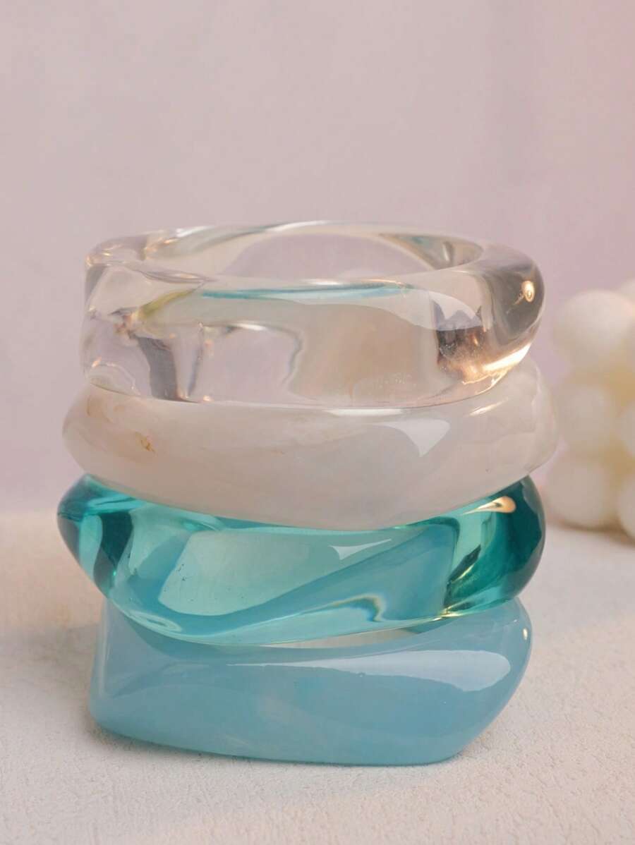 1pc Exaggerated Resin Asymmetrical Semi-Transparent Design Bracelet