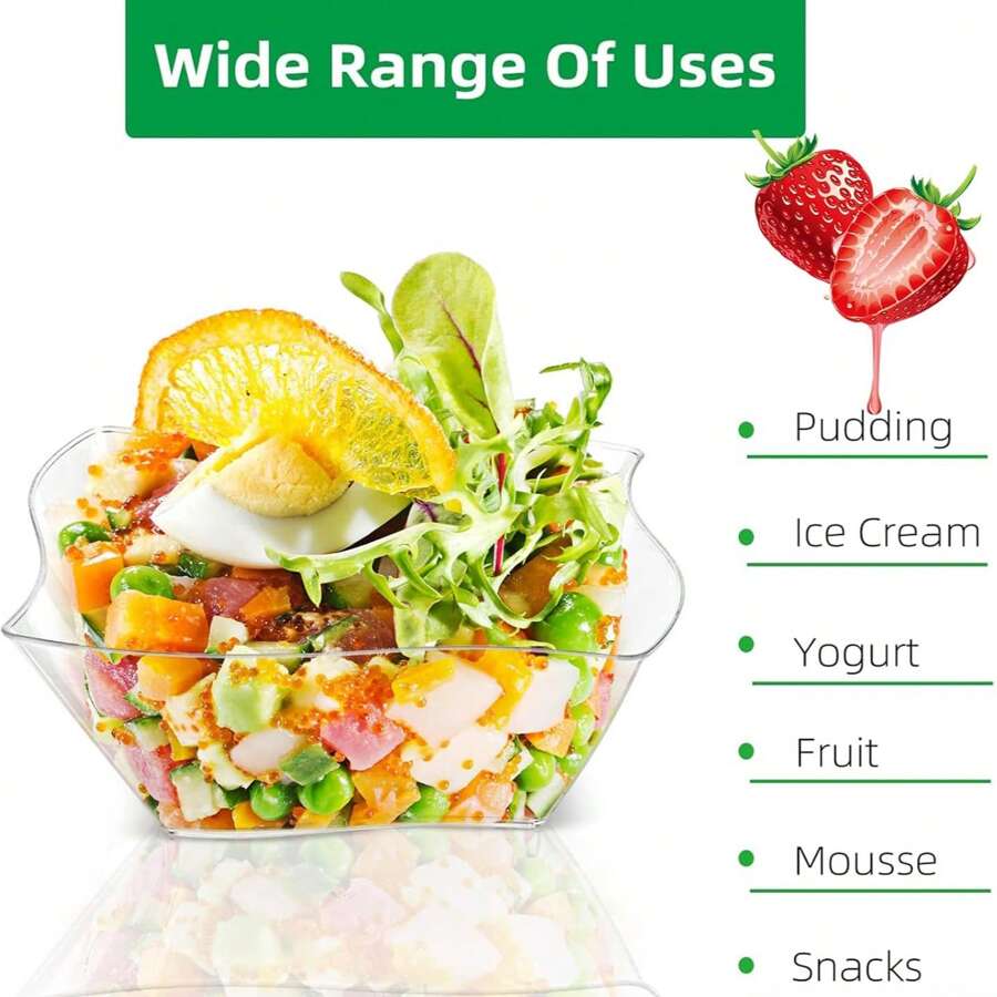Disposable Plastic Mousse Dessert Cup, 4-Compartment Plates, Sauce Dish, Cake And Dessert Tray
