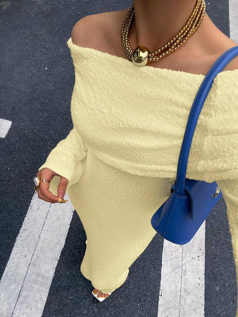 Herfst/Winterkleding 2025 Sexy jurk Vakantie-outfits Damesmode Sexy straatstijl Effen kleur Semi-transparant Eenlijnige hals Lange mouwen Lange damestrui Witte jurken, Cluboutfits Dames Sexy, Zomeroutfits voor dames