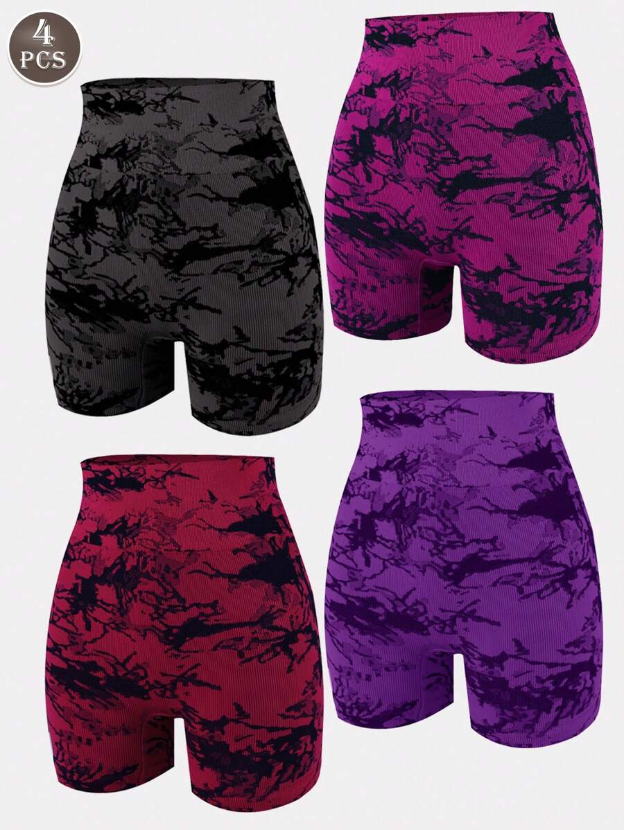 4pcs High Waisted Women Multi-Color Athletic, Workout, Yoga, Running Pants