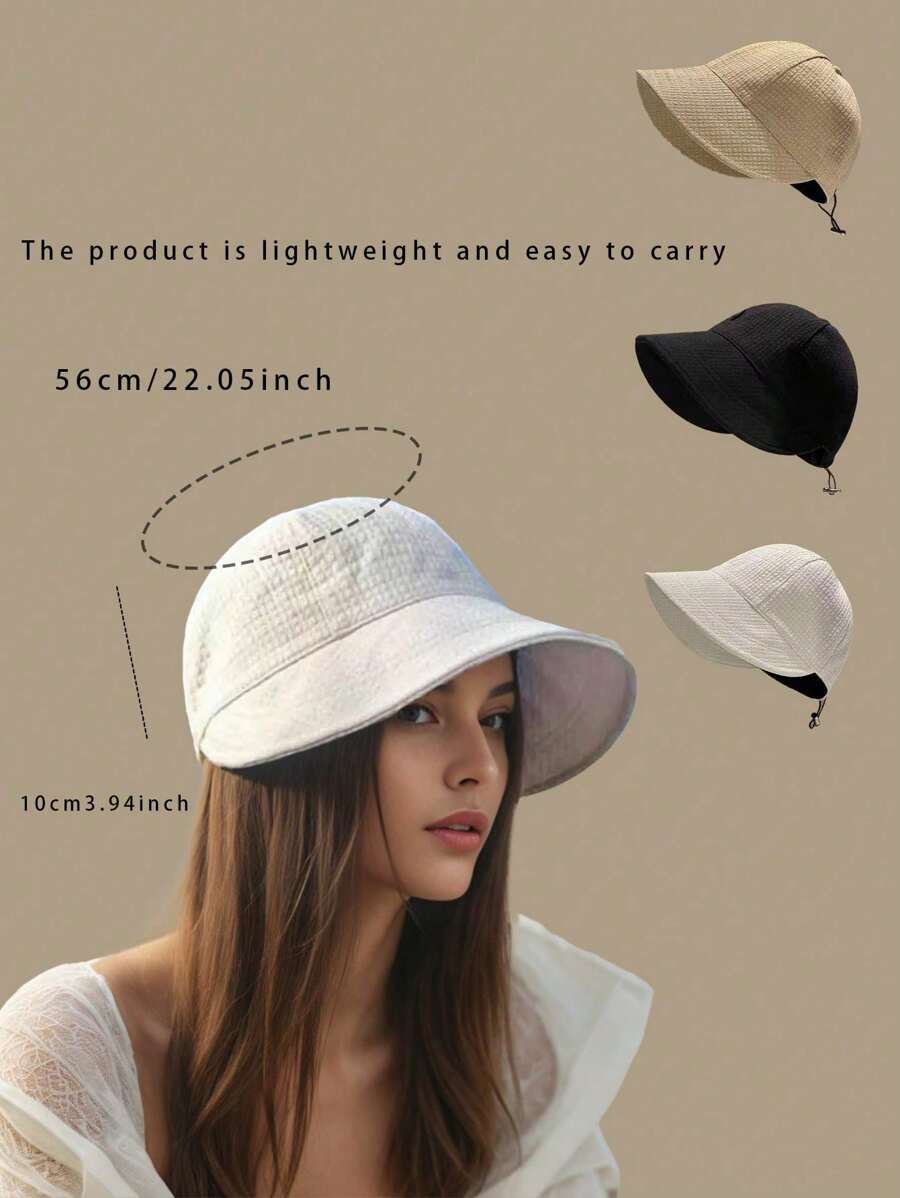Women's Drawstring Waffle Pattern Baseball Cap, Fashionable Sun Protection Beach Travel Sun Hat, Suitable For Spring & Summer