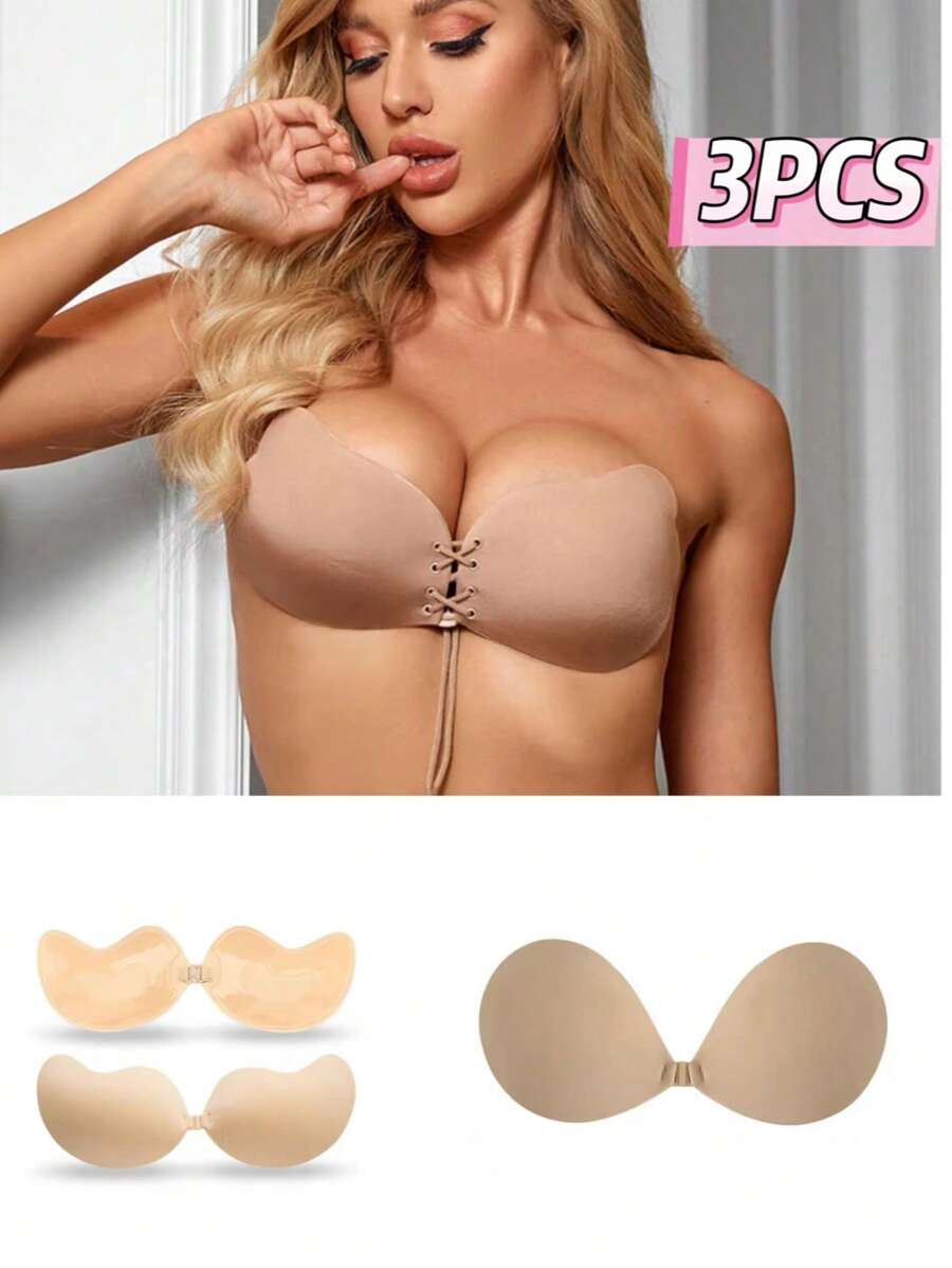 3 paia di reggiseni invisibili riutilizzabili senza spalline con chiusura anteriore, toppe invisibili per capezzoli per donne, reggiseno senza spalline e senza cuciture, adesivo in silicone per copertura dei capezzoli, accessori per abiti da sposa e lingerie