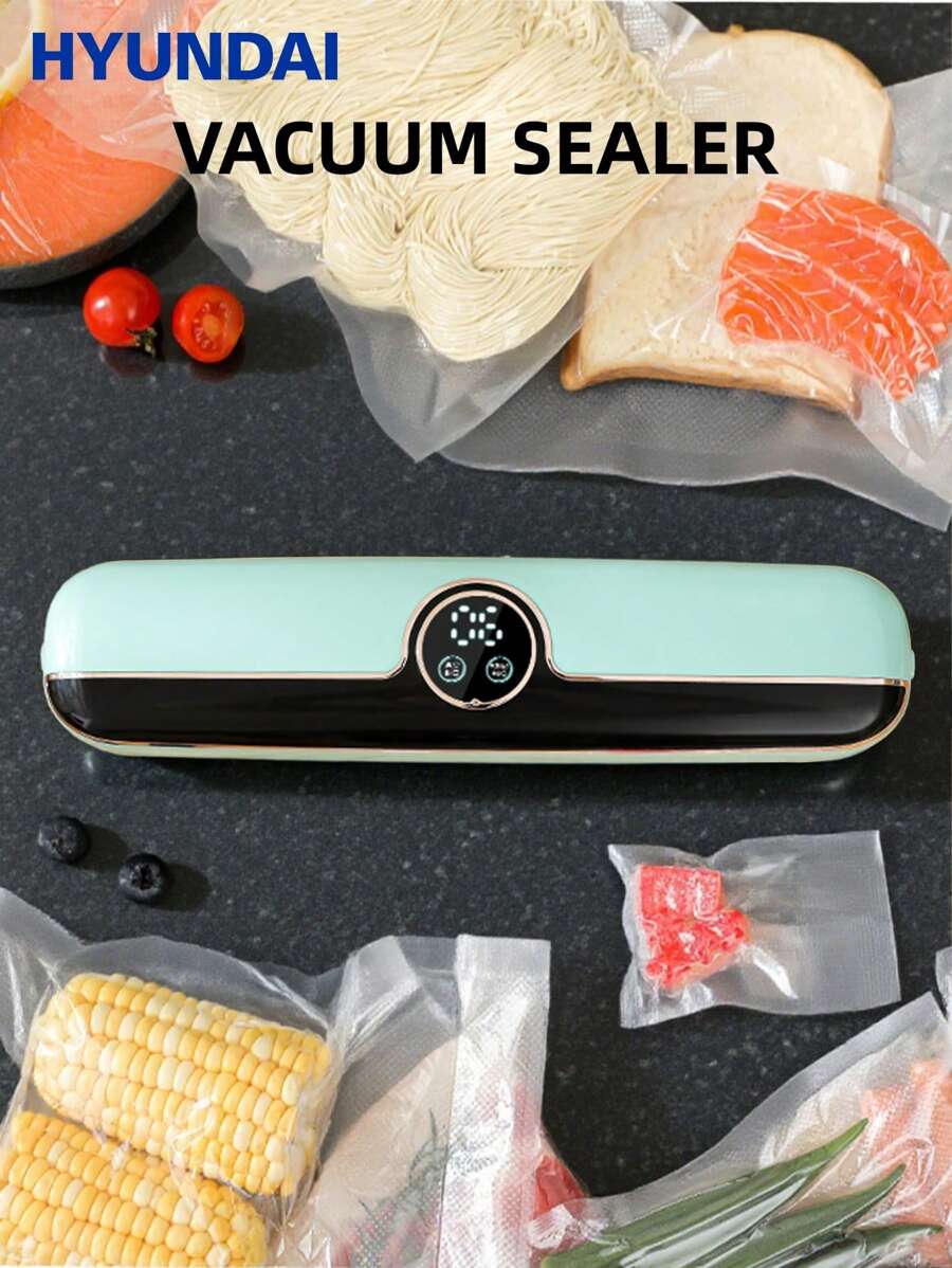 HYUNDAI Vacuum Sealer With 80Kpa Precision Suction Power, Food Sealer With Digital Timer, Dry & Moist Food Modes, Compact Design With 10 Vacuum Bags